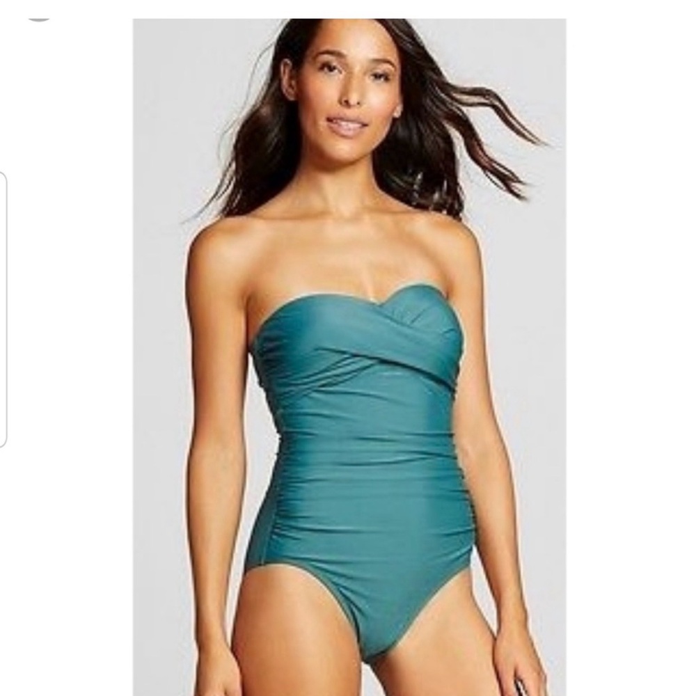 MERONA Green/Teal Strapless Swimsuit - M